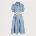 Sam Edelman Arya Midikleid Frauen blaues Chambray Bekleidung 2P8JNV1109 - Image 5