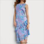Sam Edelman asymmetrisches Paisley-Midikleid Frauen Blau-Multi Bekleidung 2P8JNV1110 - Image 3