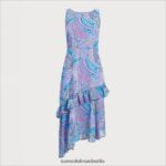 Sam Edelman asymmetrisches Paisley-Midikleid Frauen Blau-Multi Bekleidung 2P8JNV1110 - Image 5
