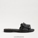 Sam Edelman Bambi-Slide-Sandale Frauen schwarzer Bast Schuhwerk 2P8JNV68 - Image 2
