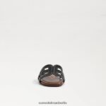 Sam Edelman Bay-Slide-Sandale Kinder schwarzes Leder Schuhwerk 2P8JNV891 - Image 3