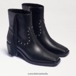 Sam Edelman Bernie Fransenstiefelette Frauen schwarzes Leder Schuhwerk 2P8JNV731