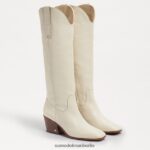 Sam Edelman Britten Westernstiefel Frauen modernes elfenbeinfarbenes Leder Schuhwerk 2P8JNV814