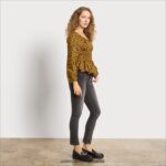 Sam Edelman Cilian-Oberteil mit langen Ärmeln Frauen Olivenöl Bekleidung 2P8JNV1290 - Image 2