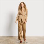 Sam Edelman Codie-Hose mit hohem Bund und weitem Bein Frauen Champagnersatin Bekleidung 2P8JNV1232