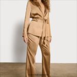 Sam Edelman Codie-Hose mit hohem Bund und weitem Bein Frauen Champagnersatin Bekleidung 2P8JNV1232 - Image 3