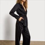 Sam Edelman Codie-Hose mit hohem Bund und weitem Bein Frauen schwarzer Satin Bekleidung 2P8JNV1235 - Image 3