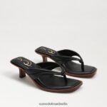 Sam Edelman Daphney Zehenstegsandale Frauen schwarzes Leder Schuhwerk 2P8JNV708