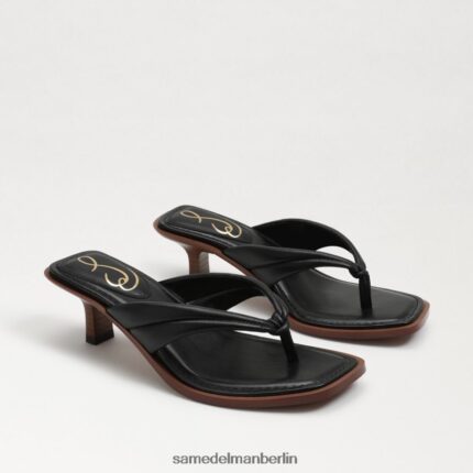 Sam Edelman Daphney Zehenstegsandale Frauen schwarzes Leder Schuhwerk 2P8JNV708