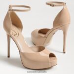 Sam Edelman Florencia Peeptoe-Plateau-Absatz Frauen Beige-Rouge-Lack Schuhwerk 2P8JNV768 - Image 7