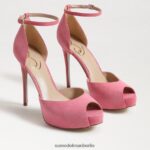 Sam Edelman Florencia Peeptoe-Plateau-Absatz Frauen karminrotes Wildleder Schuhwerk 2P8JNV769