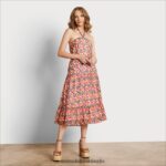 Sam Edelman Geometrisch bedrucktes Maxikleid Frauen Koralle multi Bekleidung 2P8JNV1165