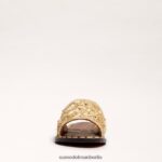 Sam Edelman Giovanna Raffiabast-Slide-Sandale Frauen Gold Blatt Schuhwerk 2P8JNV71 - Image 3