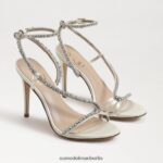 Sam Edelman Granger-Knöchelriemenabsatz Frauen Perlmuttfarbener Satin Schuhwerk 2P8JNV696