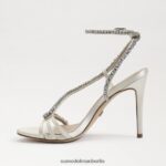 Sam Edelman Granger-Knöchelriemenabsatz Frauen Perlmuttfarbener Satin Schuhwerk 2P8JNV696 - Image 4