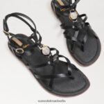 Sam Edelman Gwen Gladiator-Sandale Frauen schwarzes Leder Schuhwerk 2P8JNV248 - Image 7