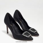 Sam Edelman Harriett spitzer Zehenabsatz Frauen schwarze Seide Schuhwerk 2P8JNV592