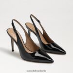 Sam Edelman Haselnussbraune Slingback-Pumps Frauen schwarzes Lackleder Schuhwerk 2P8JNV663