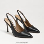 Sam Edelman Haselnussbraune Slingback-Pumps Frauen schwarzes Leder Schuhwerk 2P8JNV662