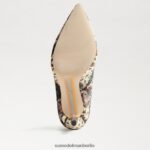 Sam Edelman Haselnussbrauner spitzer Zehenabsatz Frauen Elfenbein-Multi-Samt Schuhwerk 2P8JNV135 - Image 5
