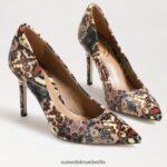 Sam Edelman Haselnussbrauner spitzer Zehenabsatz Frauen Elfenbein-Multi-Samt Schuhwerk 2P8JNV135 - Image 6