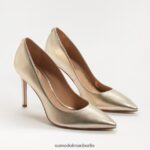 Sam Edelman Haselnussbrauner spitzer Zehenabsatz Frauen hellgoldenes Leder Schuhwerk 2P8JNV147