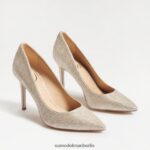 Sam Edelman Haselnussbrauner spitzer Zehenabsatz Frauen hellgoldenes Netz Schuhwerk 2P8JNV136