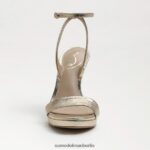 Sam Edelman Jade-Knöchelriemenabsatz Frauen Blattgoldleder Schuhwerk 2P8JNV386 - Image 3
