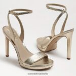 Sam Edelman Jade-Knöchelriemenabsatz Frauen Blattgoldleder Schuhwerk 2P8JNV386 - Image 7