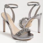 Sam Edelman Jade-Perla-Knöchelriemenabsatz Frauen Zinn Schuhwerk 2P8JNV616 - Image 7