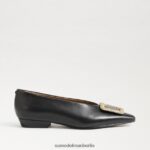 Sam Edelman Janina spitze Zehenpartie flach Frauen schwarzes Leder Schuhwerk 2P8JNV394 - Image 2