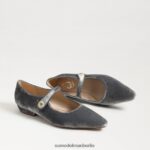 Sam Edelman Jene Mary Jane spitze Zehenpartie flach Frauen rauchblauer Samt Schuhwerk 2P8JNV541 - Image 7