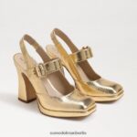 Sam Edelman Jildie Slingback-Mary-Jane-Absatz Frauen Bernstein Gold Schuhwerk 2P8JNV317
