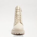 Sam Edelman Kampfstiefel mit Mansarden-Plateau Frauen modernes elfenbeinfarbenes Leder Schuhwerk 2P8JNV625 - Image 3