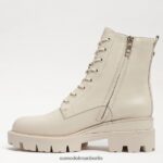 Sam Edelman Kampfstiefel mit Mansarden-Plateau Frauen modernes elfenbeinfarbenes Leder Schuhwerk 2P8JNV625 - Image 4