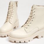Sam Edelman Kampfstiefel mit Mansarden-Plateau Frauen modernes elfenbeinfarbenes Leder Schuhwerk 2P8JNV625 - Image 7