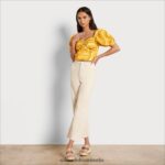 Sam Edelman Karen Kurzarm-Top Frauen warme Aprikose Bekleidung 2P8JNV1216
