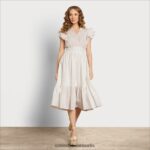 Sam Edelman Kenna Midikleid Frauen Gardenie Bekleidung 2P8JNV1101