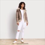 Sam Edelman kurze Fliegerjacke Frauen helles Khaki Bekleidung 2P8JNV1276