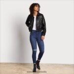 Sam Edelman Kurze Pilotenlederjacke Frauen Schwarz Bekleidung 2P8JNV1166