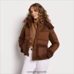 Sam Edelman Kurze Pufferjacke mit Kapuze Frauen Ahorn Bekleidung 2P8JNV1160