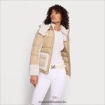 Sam Edelman Kurze Pufferjacke mit Kapuze Frauen Sand Bekleidung 2P8JNV1253 - Image 3