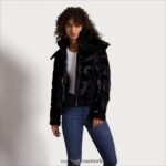 Sam Edelman Kurze Pufferjacke mit Kapuze Frauen Schwarz Bekleidung 2P8JNV1134 - Image 3