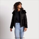 Sam Edelman Kurze Pufferjacke mit Kapuze Frauen Schwarz Bekleidung 2P8JNV1161 - Image 3