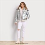 Sam Edelman Kurze Pufferjacke mit Kapuze Frauen Silber Bekleidung 2P8JNV1133
