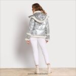 Sam Edelman Kurze Pufferjacke mit Kapuze Frauen Silber Bekleidung 2P8JNV1133 - Image 4