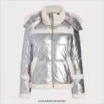 Sam Edelman Kurze Pufferjacke mit Kapuze Frauen Silber Bekleidung 2P8JNV1133 - Image 5