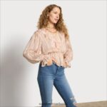 Sam Edelman Langärmliges Vermont-Oberteil Frauen Gardenie Bekleidung 2P8JNV1293 - Image 3