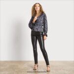 Sam Edelman Langärmliges Vermont-Oberteil Frauen Paisley schwarz Bekleidung 2P8JNV1242