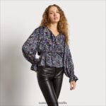 Sam Edelman Langärmliges Vermont-Oberteil Frauen Paisley schwarz Bekleidung 2P8JNV1242 - Image 3